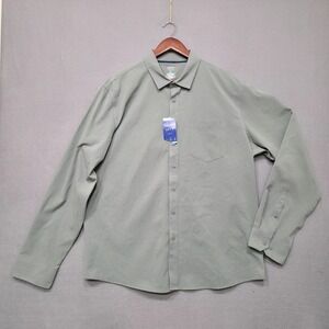 Apt 9 Mens Green Slim Fit 4-Way Stretch Quick Dry Long Sleeve Shirt Size XXL NWT